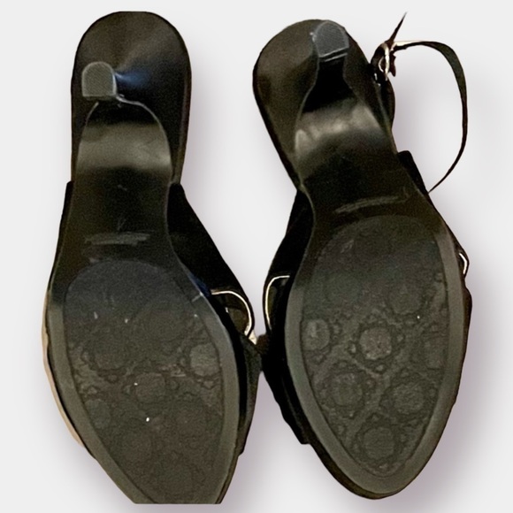 Rampage Black Satin Rosette Heels Sandal Size 8.5 - Picture 8 of 10